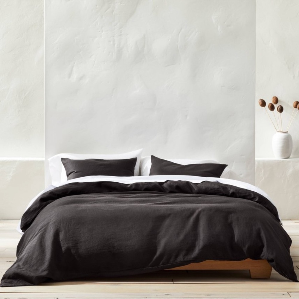 Casaluna 3 Piece King Linen Duvet Cover Set in Black